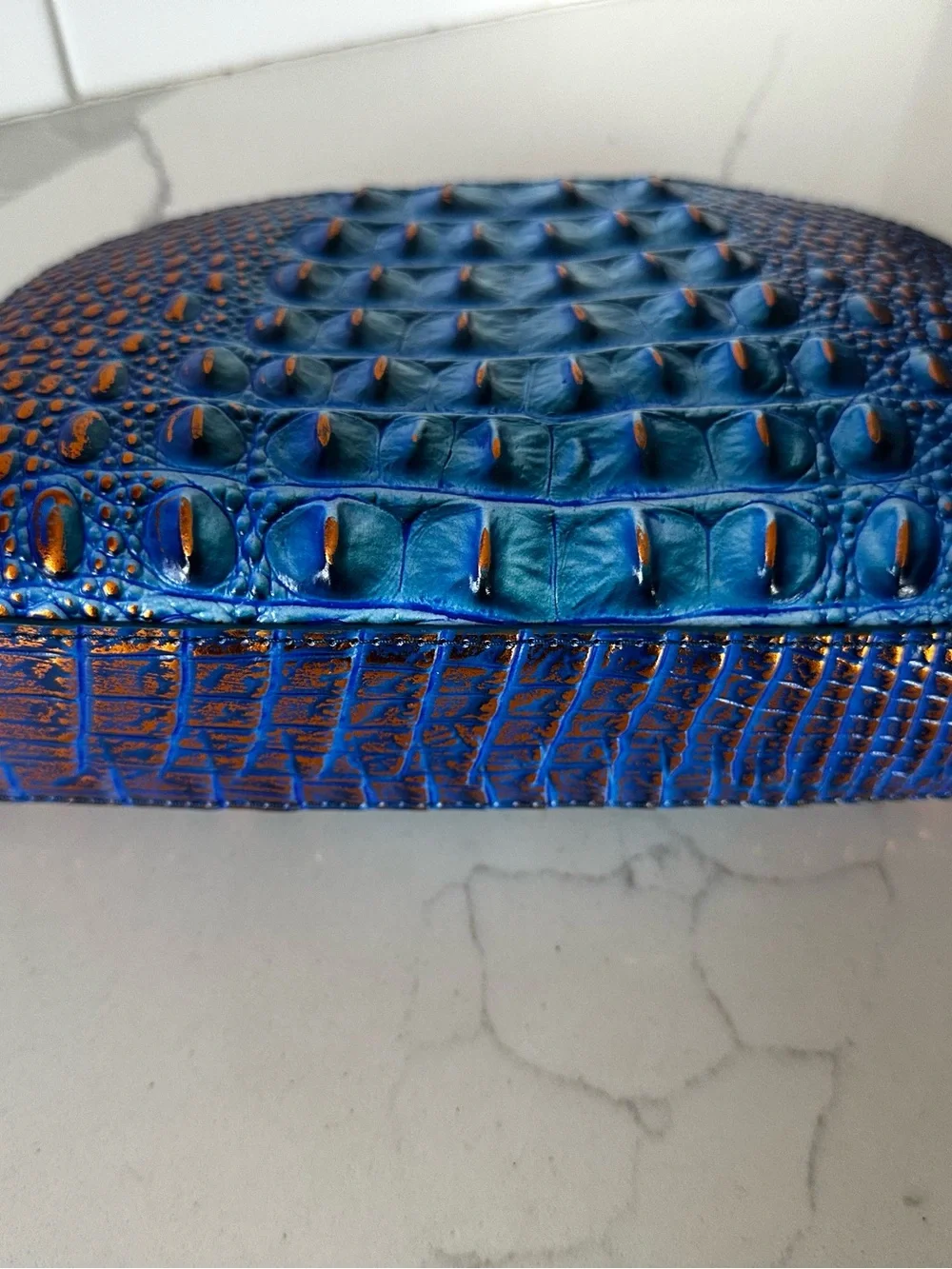 Brahmin Dany Deep Azure Croc-Embossed Leather Wristlet